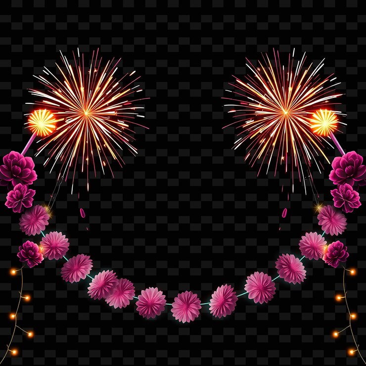 PSD frameblazing_firecrackers_dance_with_sharp_flashes_lighting_up_the_edges_neon_flower_garlands_gra