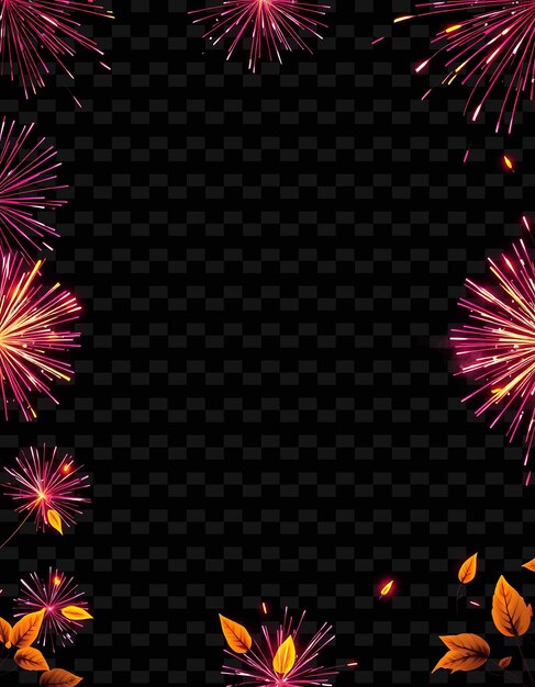 FrameBursting_Firecrackers_Ignite_in_Sequence_Lighting_the_Border_Neon_Leaves_Gently_Sway_Along_t