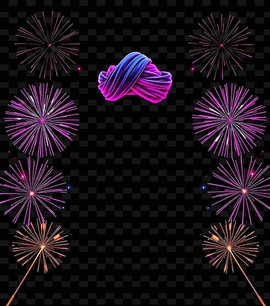 FrameCircular_Firecracker_Explosiones_Crear_Bursts_at_the_Corners_Neon_Turbans_Rest_at_The_Top_Gl