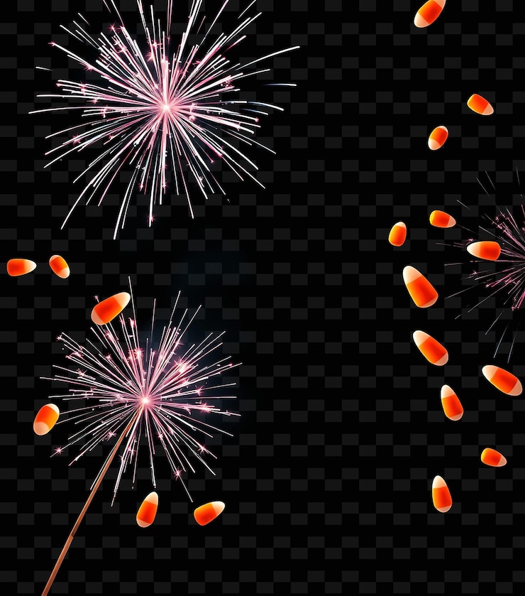 PSD framecrackling_firecrackers_create_a_sparkling_trail_neon_candy_corns_float_along_the_frame_creat