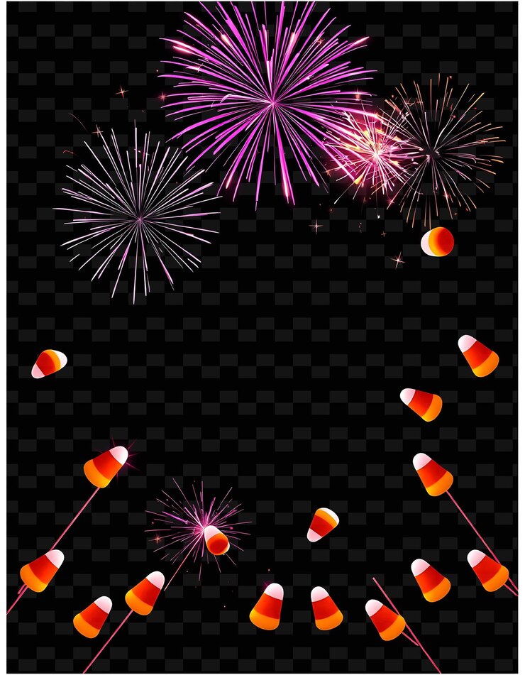 PSD framecrackling_firecrackers_create_a_sparkling_trail_neon_candy_corns_float_along_the_frame_creat