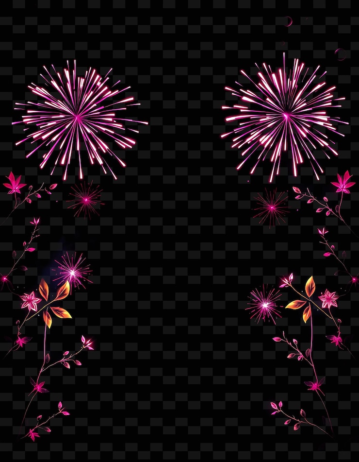 PSD frameexploding_firecrackers_cast_neon_sparks_across_the_sides_ neon_leaves_and_branches_twist_arou (framework explotando_fuegos artificiales_lanzar_neón_chispas_a través de los lados_de las hojas_de neón_y_de las ramas_de los árboles)