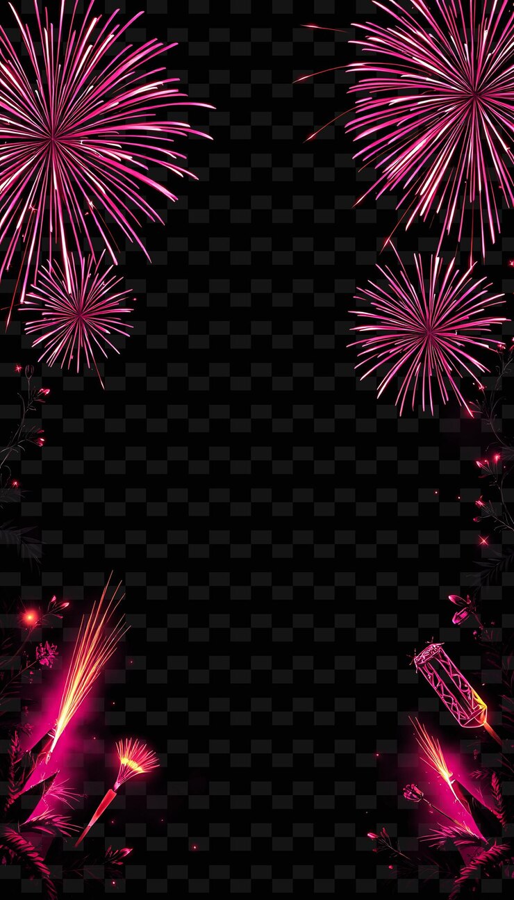 PSD frameexploding_firecrackers_shooting_out_sparks_casting_neon_light_along_the_frame_glowing_vines_