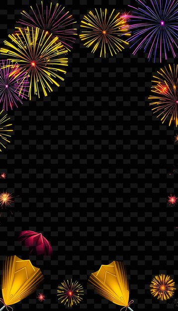 FrameFirecracker_Bursts_Form_Floral_Chains_Outlining_the_Frame_Neon_Turbans_Rest_Softly_Glowing_G