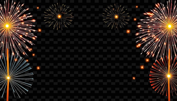 PSD framefirecracker_flares_blink_in_intervals_along_the_top_glowing_paper_fans_fan_out_from_the_edge