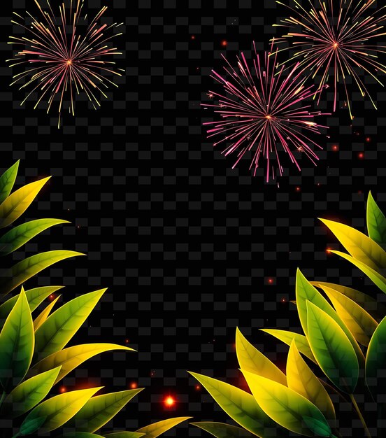 FrameFirecracker_Sparks_Trail_in_Swirls_Creating_Motion_Neon_Mango_Leaves_Gently_Wave_Along_the_E