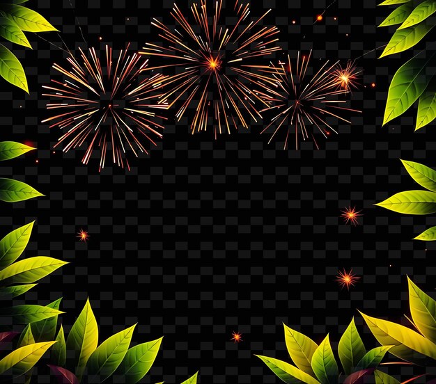 FrameFirecracker_Sparks_Trail_in_Swirls_Creating_Motion_Neon_Mango_Leaves_Gently_Wave_Along_the_E