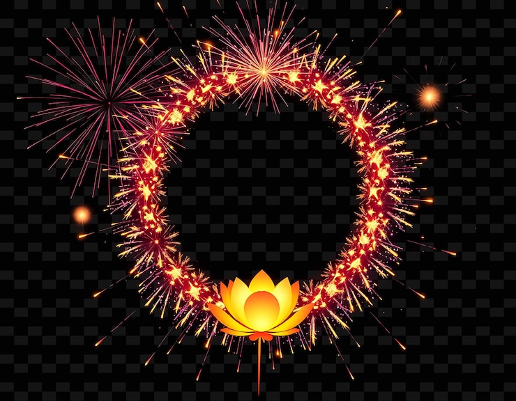 PSD framefirecracker_spirals_create_a_vortex_of_light_around_the_frame_glowing_lotus_flowers_hover_ge