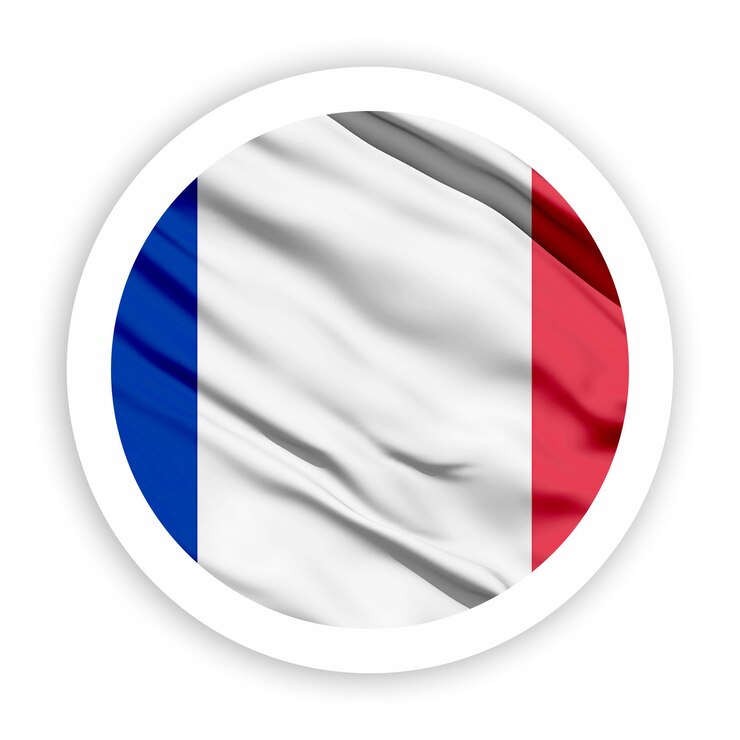 PSD frança agitando a bandeira com um quadro redondo branco