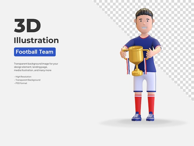 France Joueur De Football National Man Holding Trophy Champion Illustration De Rendu 3d