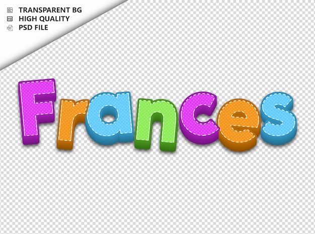 Frances tipografía texto colorido artesanía primavera psd transparente