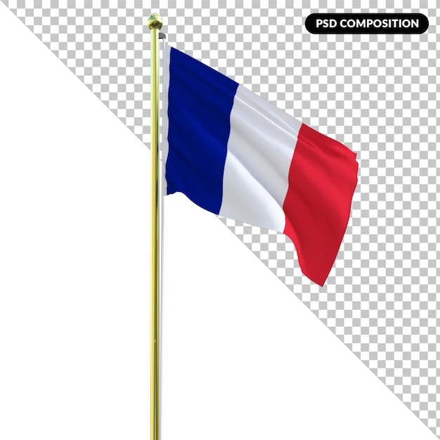 PSD francia bandera nacional aislada 3d premium psd