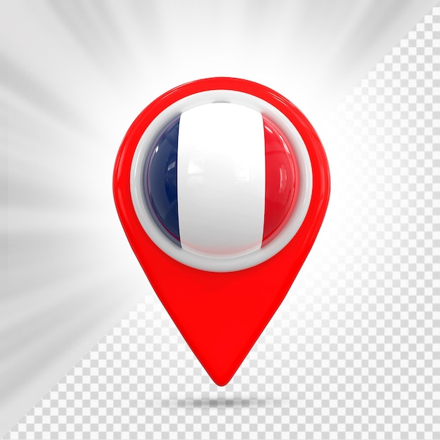 Francia Bandera Pin Mapa 3D