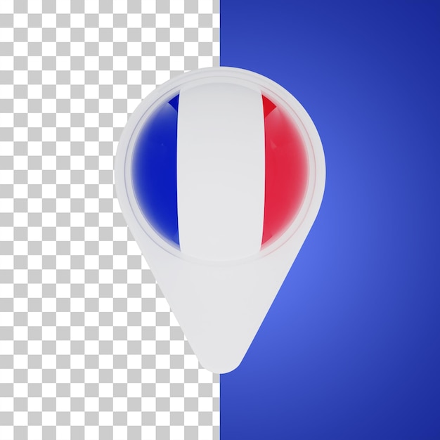 PSD francia bandera pin mapa ubicación ilustración 3d