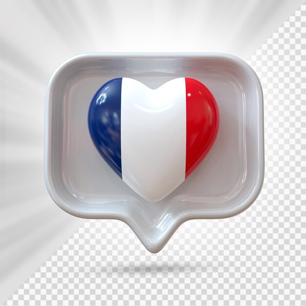 PSD francia, corazón, bandera, 3d