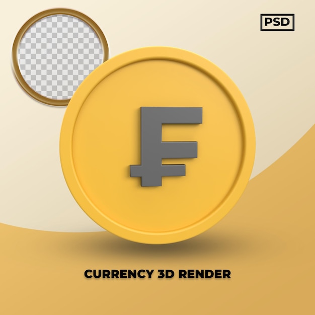 Franco moneda 3d render