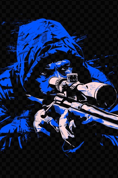 PSD un francotirador soviético con un rifle mosin nagant en una camiseta camuflada diseño de arte de tinta de tatuaje