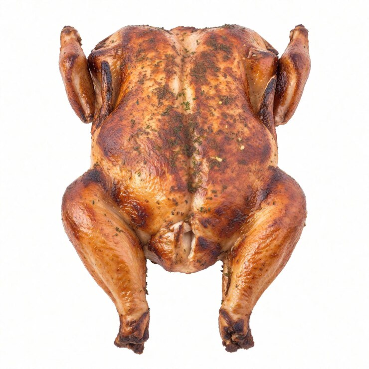 PSD frango assado isolado em fundo branco