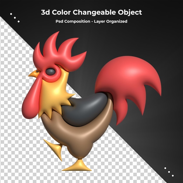 PSD frango assado na renderização 3d de fundo transparente