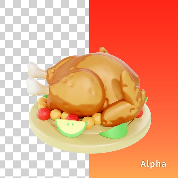 PSD frango assado render 3d