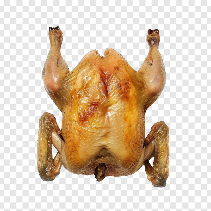 PSD frango assado vista superior em todo o comprimento em fundo transparente psd