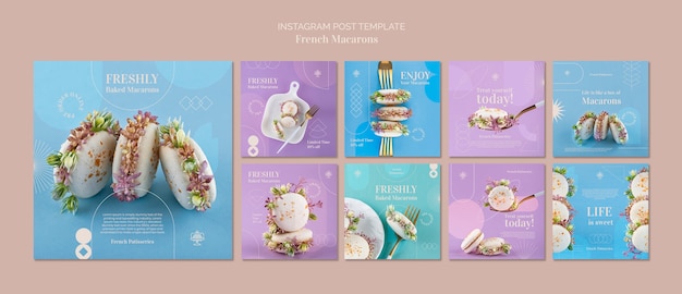 PSD französische macarons instagram posts