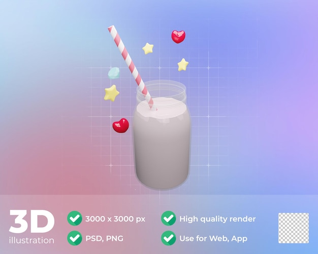 Frappè carino Scarica illustrazione 3d