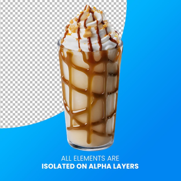 PSD frappe de caramelo isolado do fundo em psd