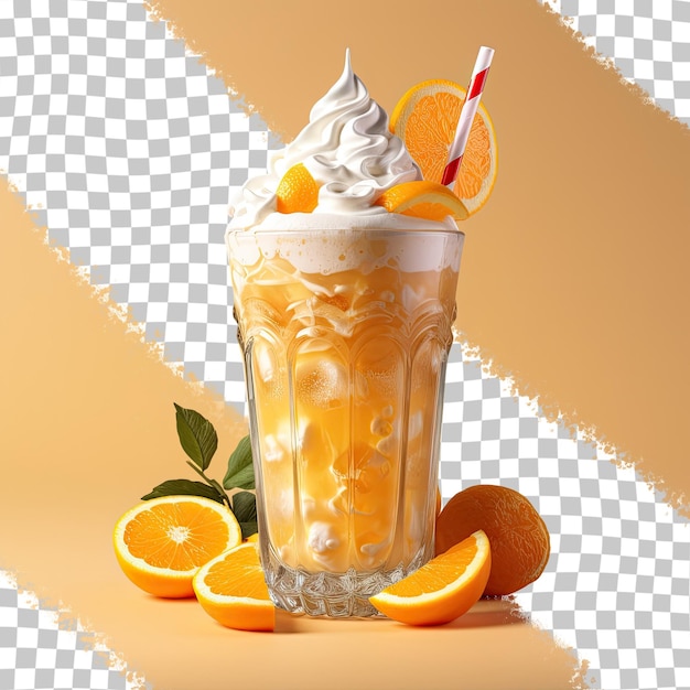 Frappe feito com suco de laranja de fundo transparente