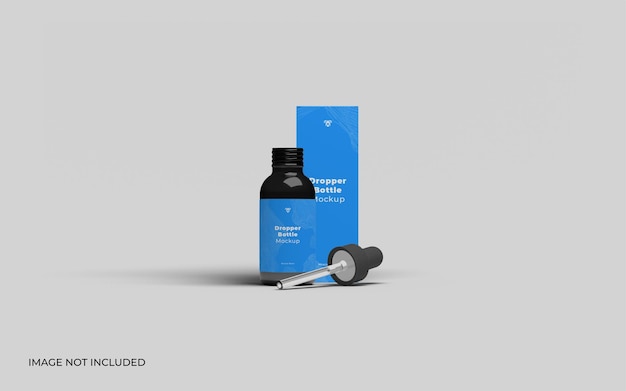 Frasco cuentagotas con caja Mockup