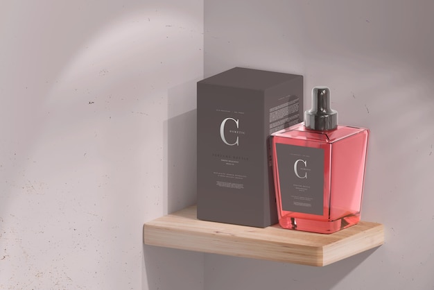 Frasco de perfume com caixa de maquete