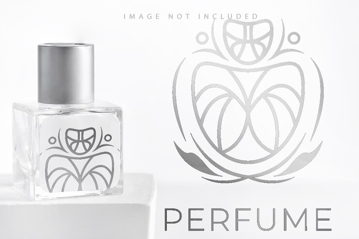 PSD frasco de perfume de aroma de embalagem de produtos de vidro em suporte com luz solar