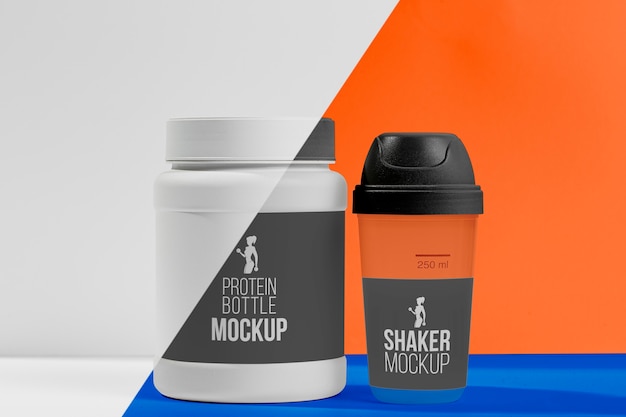 PSD frasco de proteína e shaker para fitness