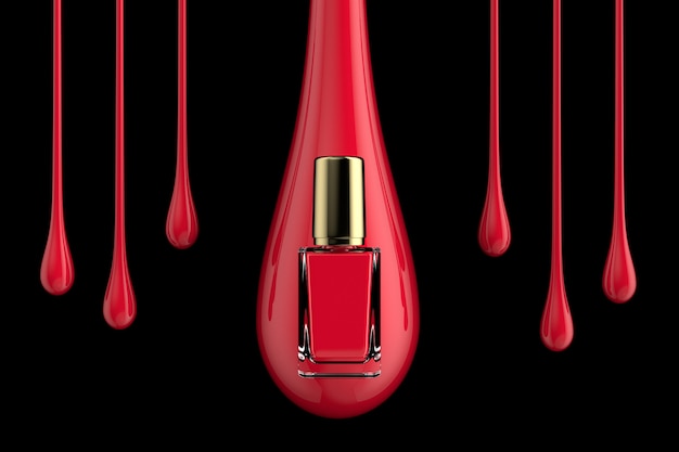 Frasco de esmalte de uñas rojo