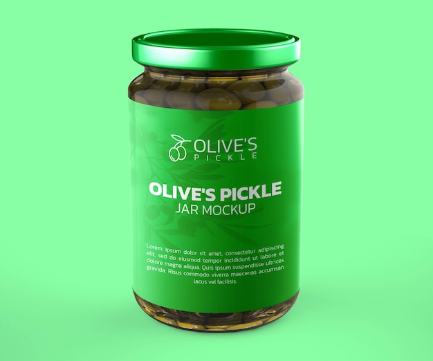 un frasco de pepinillo de oliva que dice oliva en él