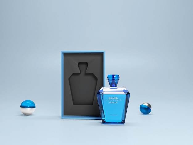 Frasco de perfume con maqueta de logo