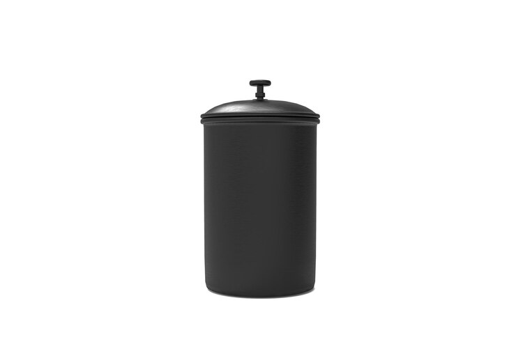 PSD frasco preto metálico isolado em fundo branco utensílios de cozinha