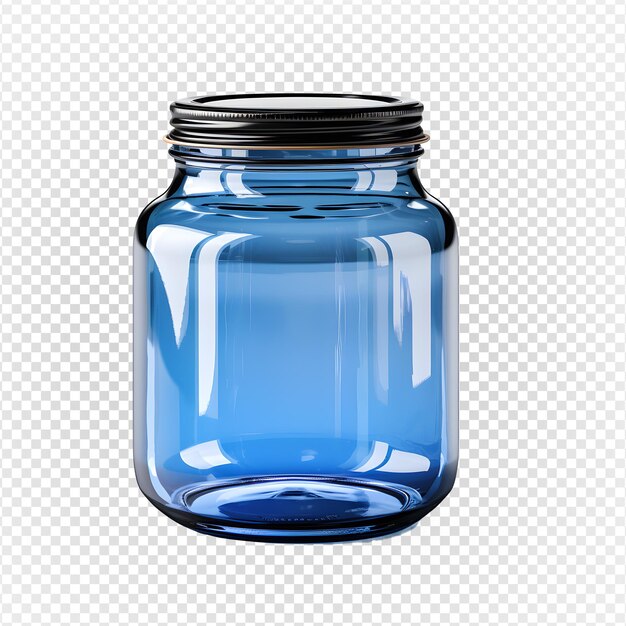 PSD frasco de vidrio azul vacío aislado en un fondo transparente generativo ai