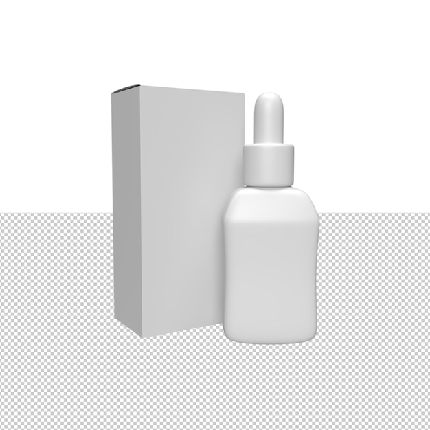 Frascos cuentagotas blancos en blanco para la maqueta del producto 3D Render ilustración