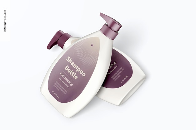 Frascos de shampoo com pump mockup, leaned