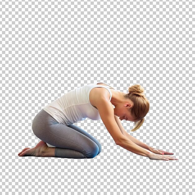 Frau, die yoga macht