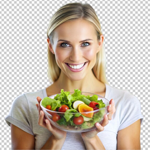 PSD frau mit einer schüssel salat gesunder lebensstil