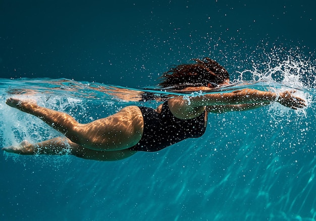 Frau schwimmt unter Wasser