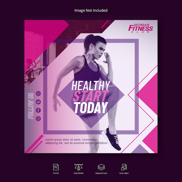 Frau Sport Social Media Instagram Banner Post oder quadratische Flyer Vorlage