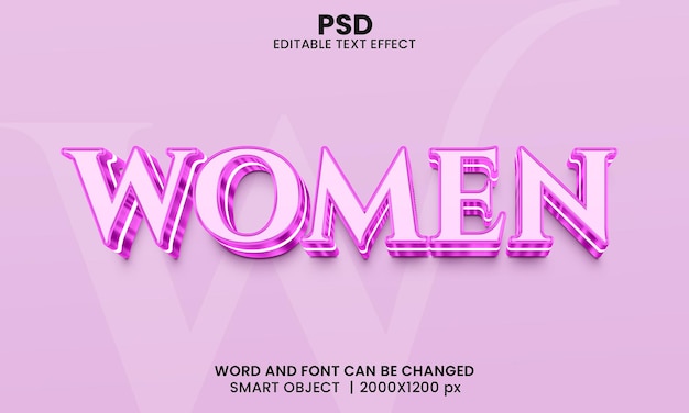 Frauen 3d bearbeitbarer Texteffekt Premium Psd mit Hintergrund
