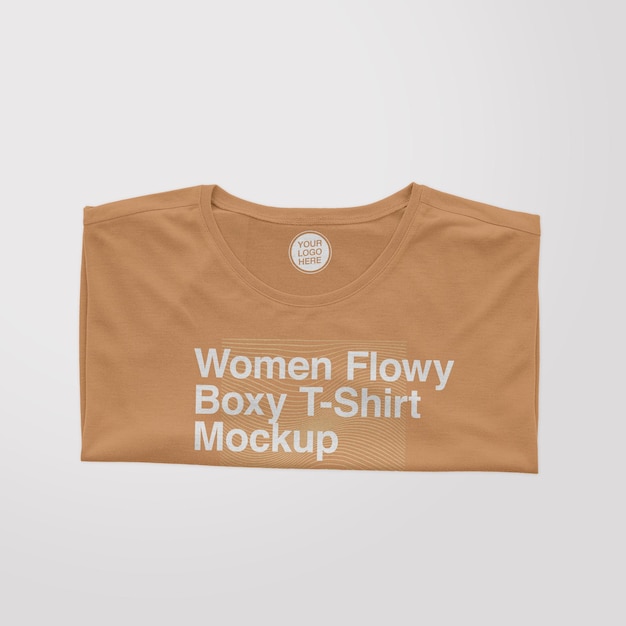 Frauen gefaltetes T-Shirt Mockup mit drapierten Ärmeln