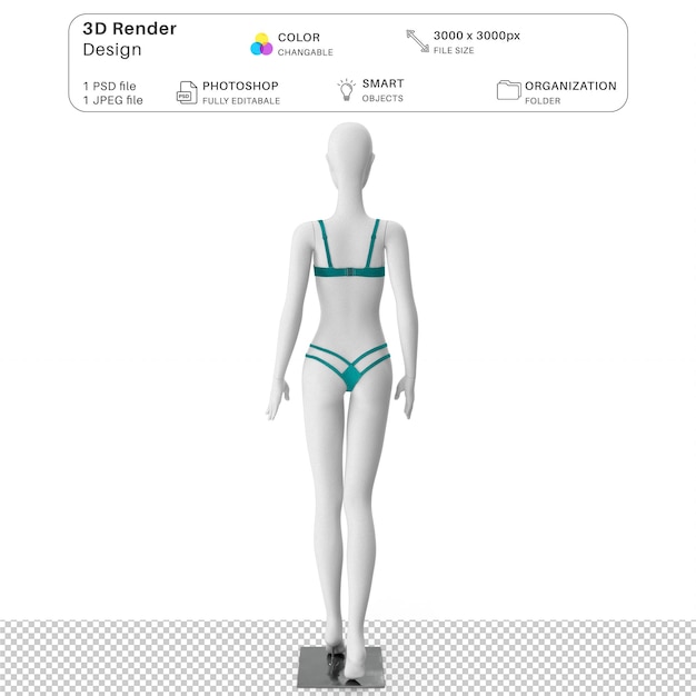 Frauen in Unterwäsche Mockup 3D-Modellierung PSD-Datei Realistische sexy Unterwäsche