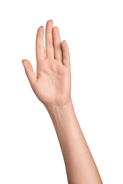 Frauenhand auf leerem Hintergrund