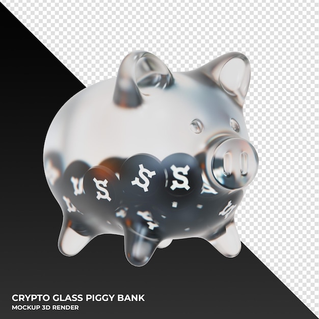 PSD frax share fxs hucha de vidrio con monedas criptográficas ilustración 3d