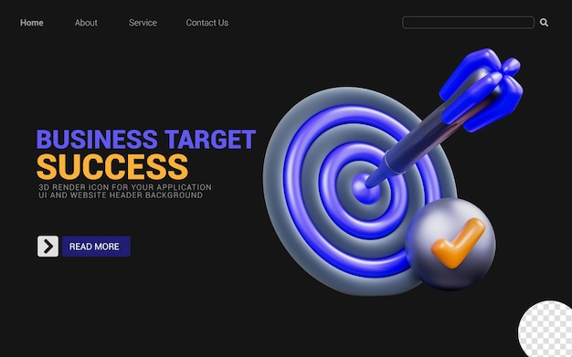 freccia bullseye con segno di spunta su sfondo scuro concetto di rendering 3d per il successo dell'obiettivo aziendale
